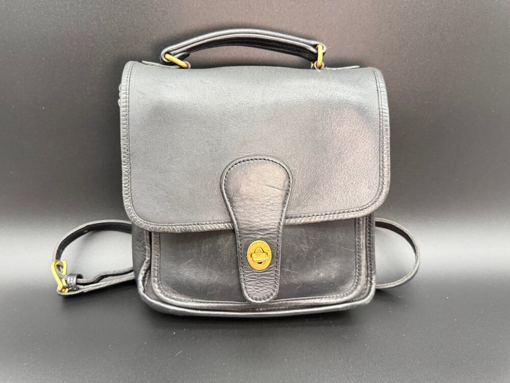 Vintage M. London Crossbody Bag Womens Black Leather Adjustable Strap Top Handle